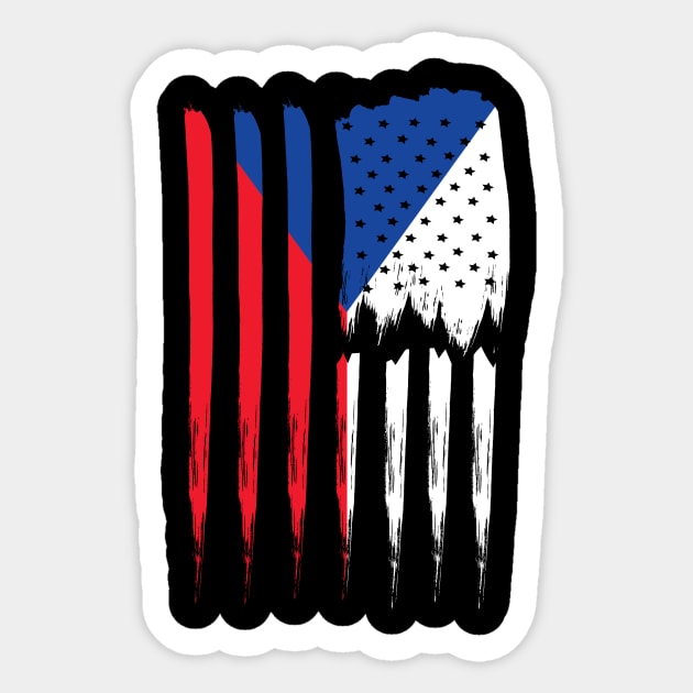 Czech Republic and USA Flag Sticker by c1337s